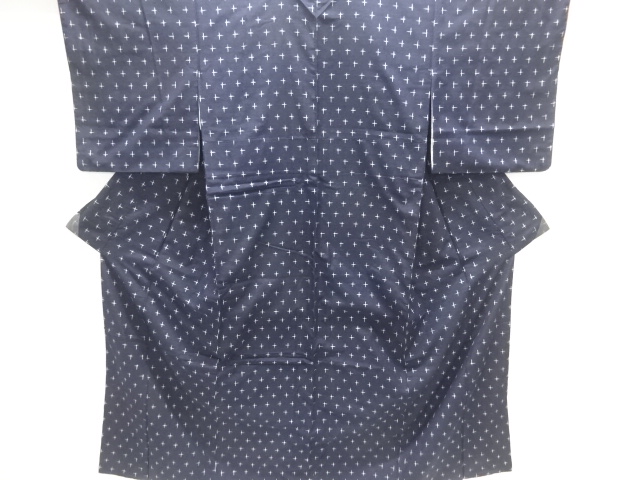 JAPANESE KIMONO / TSUMUGI / WOVEN CROSS KASURI PATTERN